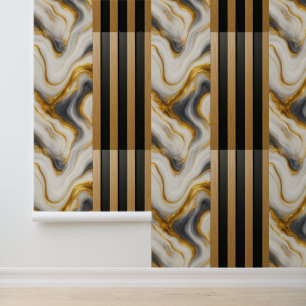Papel Pintado Madera de mármol de oro blanco - Autoadhesivo