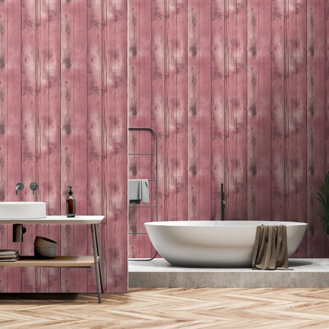 Papel Pintado Madera Roja Rustica Weathered (Baño)
