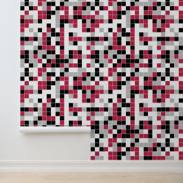 Papel Pintado Magenta Moderno Negro Gris Geométrico