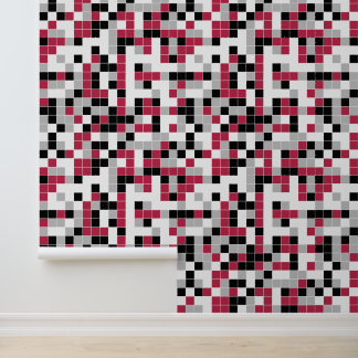 Papel Pintado Magenta Moderno Negro Gris Geométrico