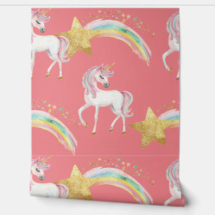 Papel Pintado Magníficas estrellas del arcoiris Unicornio niños