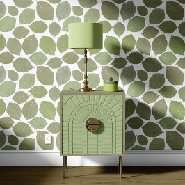 Papel Pintado Magnolia Hoja Olivo Verde Blanco