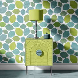 Papel Pintado Magnolia Leaf Apple Green Teal Aqua Blue