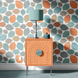 Papel Pintado Magnolia Leaf Mild Orange Teal Aqua Blue