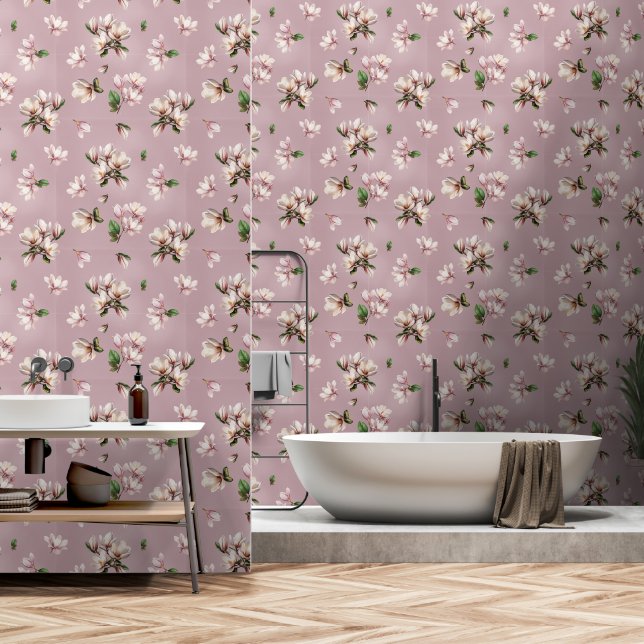 Papel Pintado Magnolias on Mauve (Baño)
