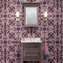 Papel Pintado Mahogany Red-Brown Baroque Ornamental Design