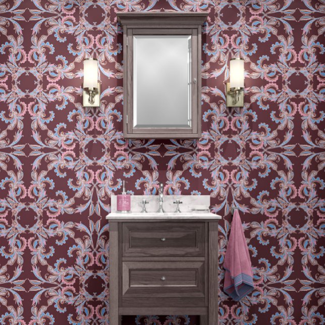 Papel Pintado Mahogany Red-Brown Baroque Ornamental Design (Subido por el creador)