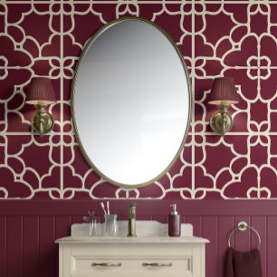 Papel Pintado Majestad de Crimson - Borgoña y Crema - Sofisticad