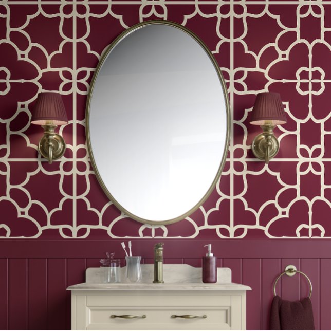 Papel Pintado Majestad de Crimson - Borgoña y Crema - Sofisticad (Rich Burgundy Elegance Peel and Stick Wallpaper )
