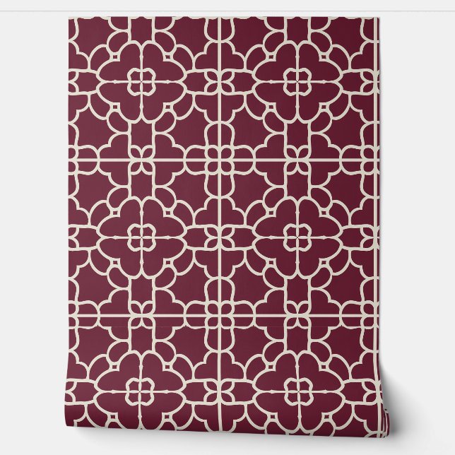 Papel Pintado Majestad de Crimson Petite Burgundy & Cream (Desenrollar)