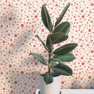 Papel Pintado Manchas y puntos de acuarela rojo crema