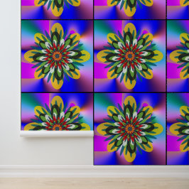 Papel Pintado Mandalá geométrico retro floral colorido 