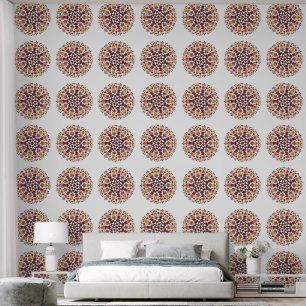 Papel Pintado Mandala Naranja rojo amarillo marrón