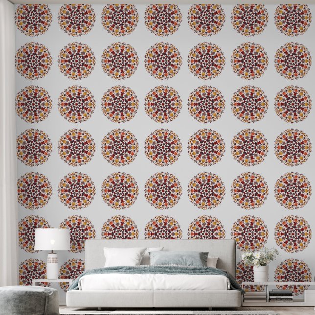 Papel Pintado Mandala Naranja rojo amarillo marrón (Dormitorio)