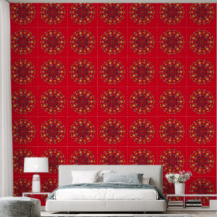 Papel Pintado Mandala Naranja rojo amarillo marrón