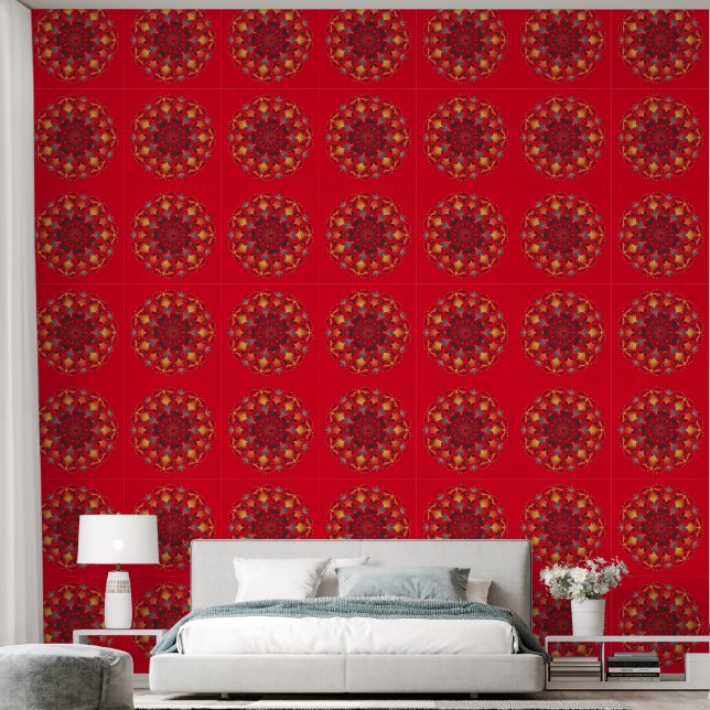Papel Pintado Mandala Naranja rojo amarillo marrón (Dormitorio)