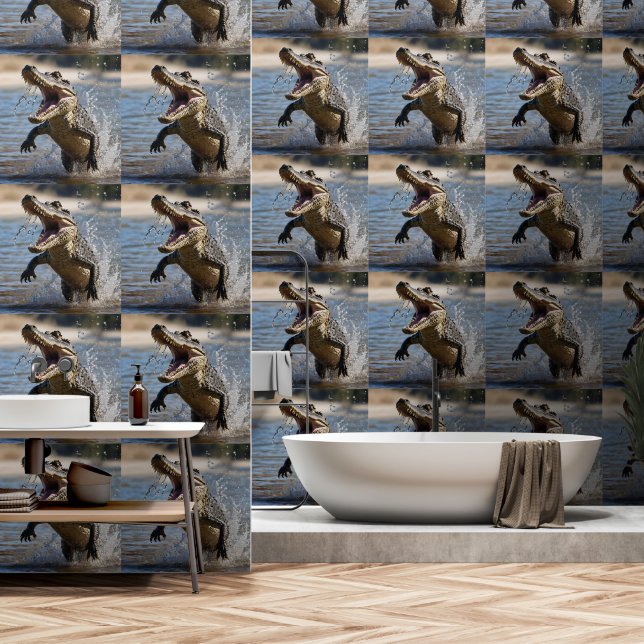 Papel Pintado Mandíbulas Espantosas: Cocodrilo Australiano Salta (Baño)