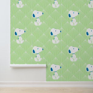 Papel Pintado Maní   Patrón de sueños de deco verde Snoopy