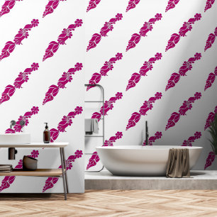 Papel Pintado Mano Pintada Floral Rosa y Palo