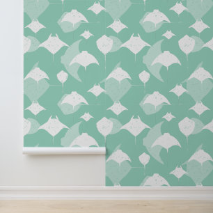 Papel Pintado Manta Rays y Stingrays Guay Blue White Ocean