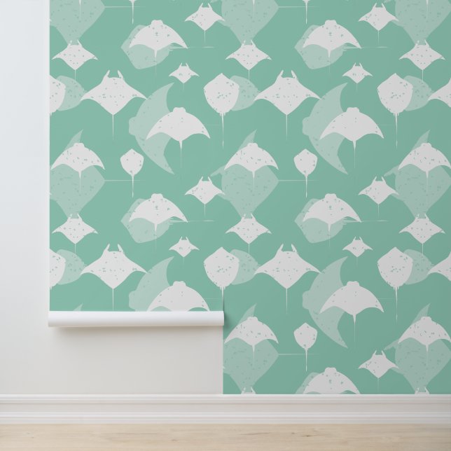 Papel Pintado Manta Rays y Stingrays Guay Blue White Ocean (Solicitud)