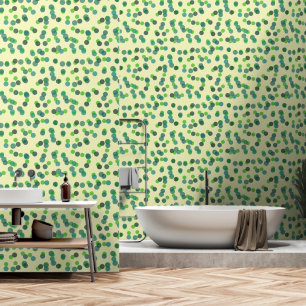 Papel Pintado manzana verde y lunares turquesa