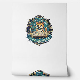 Papel Pintado Mapa Cartografía Gato Diseño Divertido Amante de l