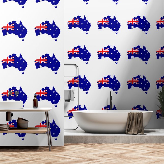 Papel Pintado Mapa de bandera de Australia (Baño)
