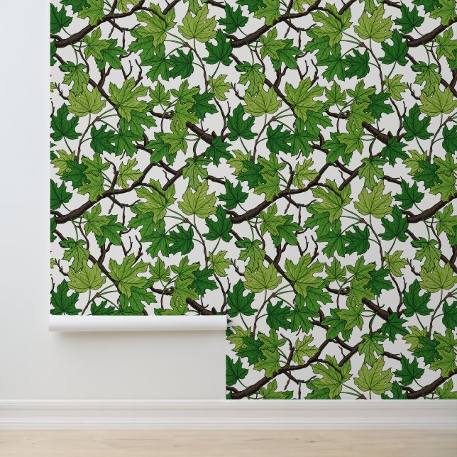 Papel Pintado Maple leaves on white (Solicitud)