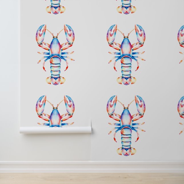 Papel Pintado Mar de Cangrejo Costero Rojo y Azul (Solicitud)