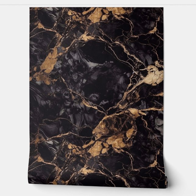 Papel Pintado Marble de lujo negro y oro (Desenrollar)