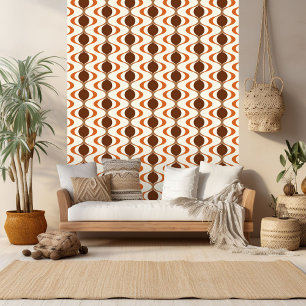 Papel Pintado Marfil Tan Brown Naranja quemado Patrón Ogee Wave