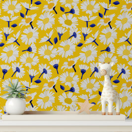 Papel Pintado Margarita Floral Amarillo Brillante Pela y Pega