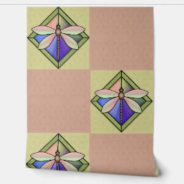 Papel Pintado Mariposa Art Nouveau de vidrio manchado sobre amar