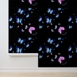 Papel Pintado Mariposa Azul Vibrante Vinilo Texturizado Medianoc