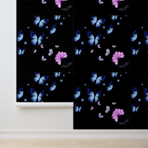 Papel Pintado Mariposa Azul Vibrante Vinilo Texturizado Medianoc