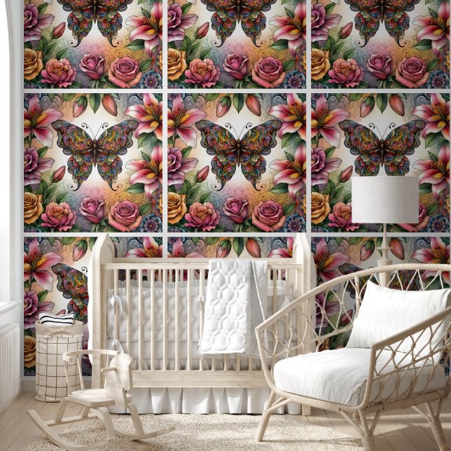Papel Pintado Mariposa Boho y Sinfonía Floral (Niños)