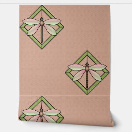 Papel Pintado Mariposa de estilo Art Nouveau enmarcada en rosa C