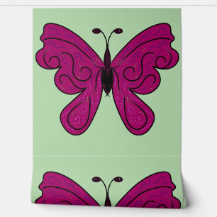 Papel Pintado Mariposa Magenta Elegante   Patrón de Decoración d