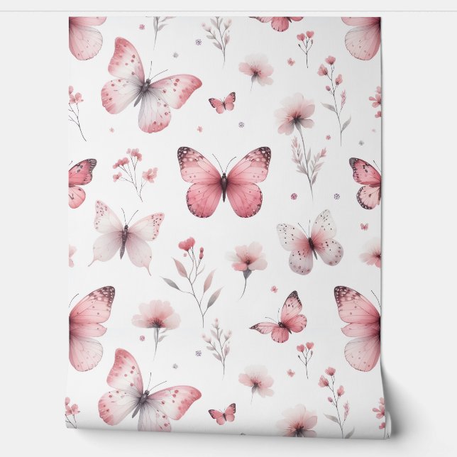 Papel Pintado Mariposa Rosa (Desenrollar)