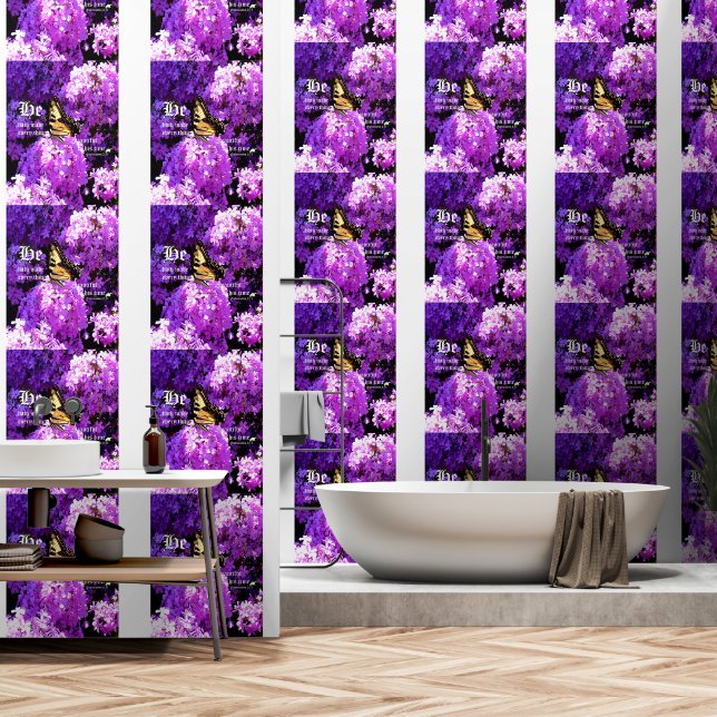 Papel Pintado Mariposa y Phlox, eclesiastes 3:11 (Baño)