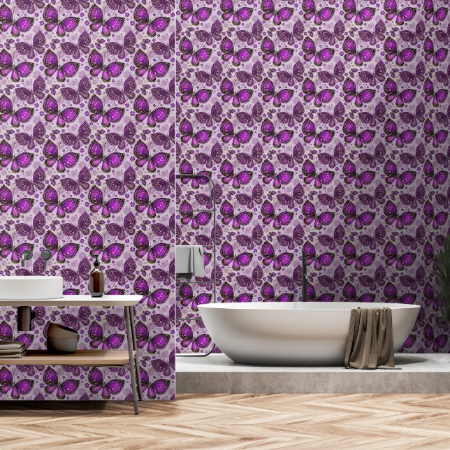 PAPEL PINTADO MARIPOSAS DE PURPLE INCORPORADAS (Baño)