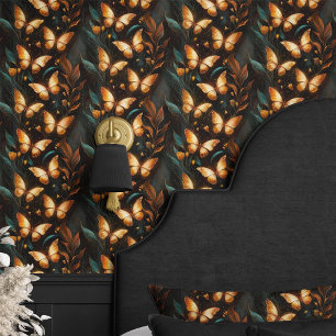 Papel Pintado Mariposas Doradas y Follaje