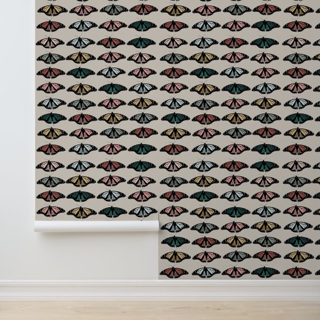 Papel Pintado Mariposas neutrales modernas patrón de Boho en el  (Solicitud)