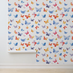 Papel Pintado Mariposas Pintadas con Acuarela Habitación de Niño