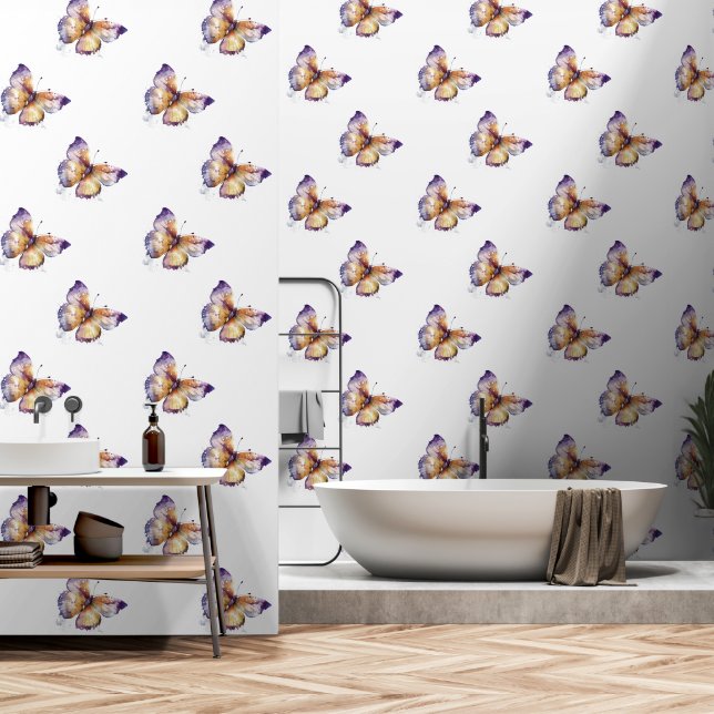Papel Pintado Mariposas púrpuras (Baño)