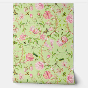 Papel Pintado Mariposas tropicales de época Jardín Chinoiserie