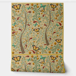 Papel Pintado Mariposas y árboles Naranjas de Nouveau