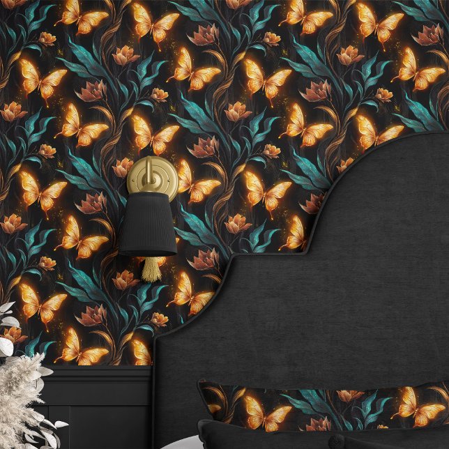 Papel Pintado Mariposas y flores brillantes (Subido por el creador)