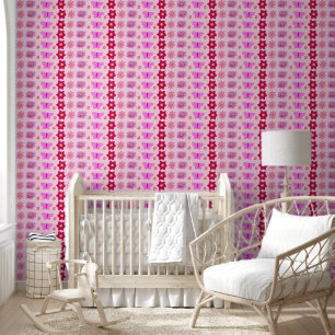 Papel Pintado Mariposas y flores de bebé rosa